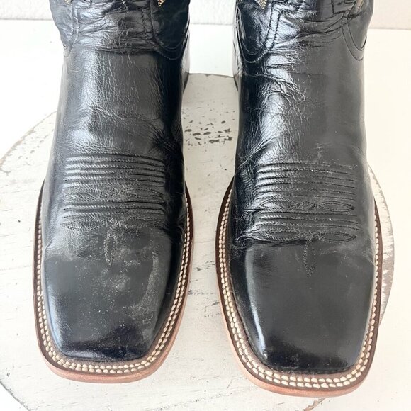 Rod Patrick Mens Cowboy Boots Size 15.5A Black Calf Leather Square Toe Western - Picture 6 of 12